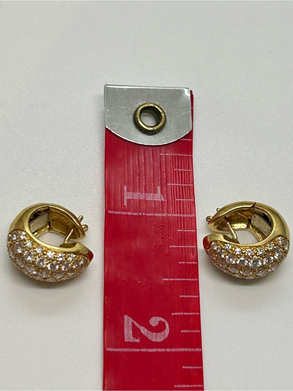 CHANEL Vintage Fine Jewelry 18k Gold Pave Diamond Dome Huggie Earrings - Picture 9 of 14